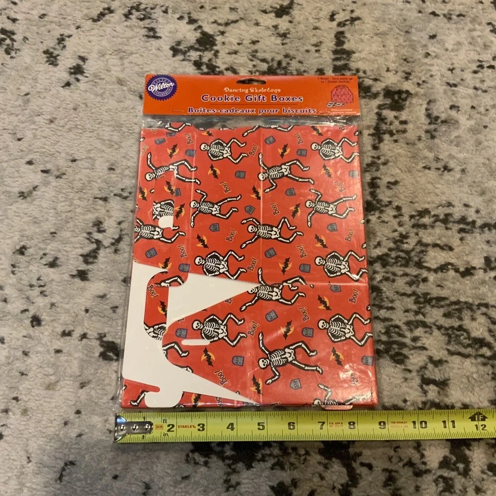Vintage Halloween Cookie Gift Boxes Dancing Skeletons Wilton 2000 NOS